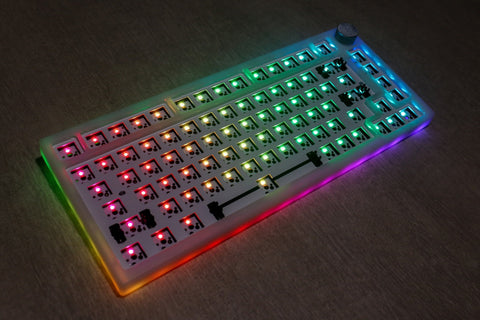 Premium 75% wireless RGB Transparent Custom Mechanical Keyboard Kit with Knob